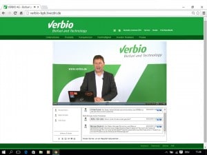 Livestream Microsite mit Chatfunktion im Corporate Design der Verbio AG